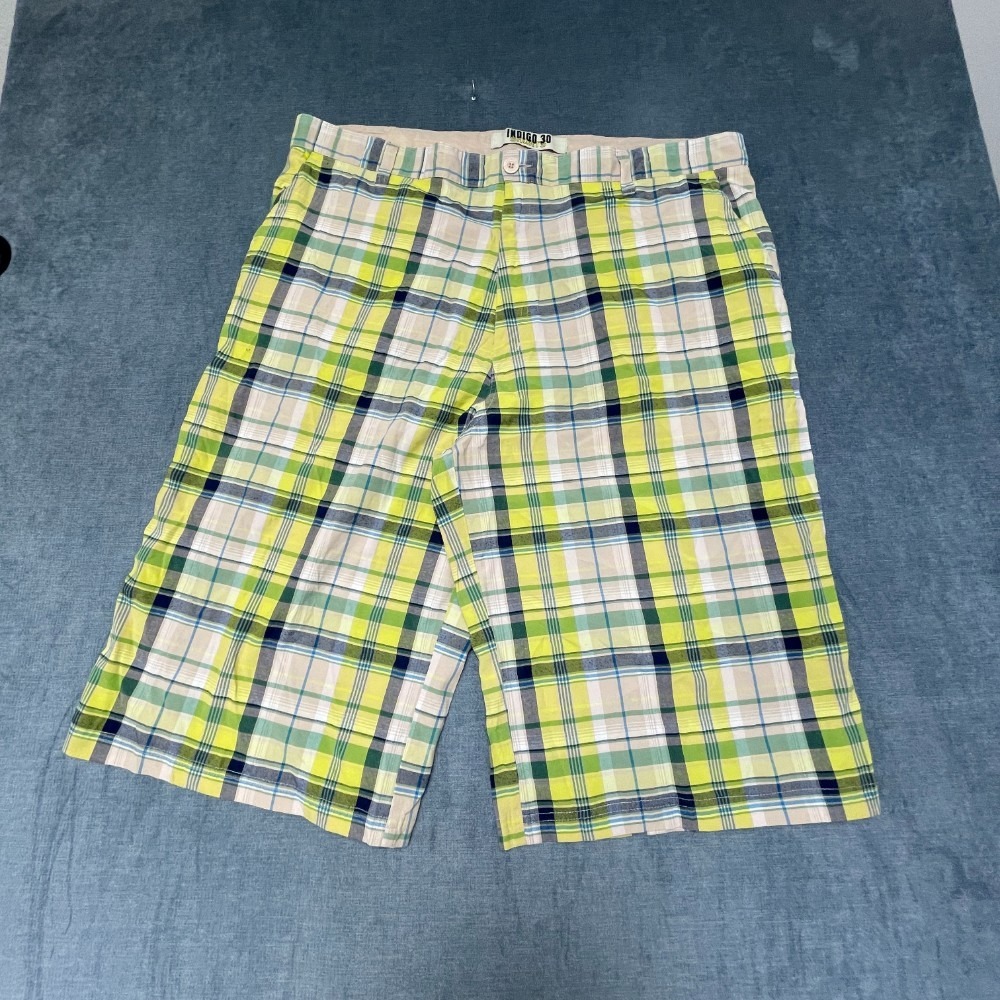 Indigo 30 Shorts Mens 44 Multicolor Plaid Cotton Pocket Outdoor Regular Fit